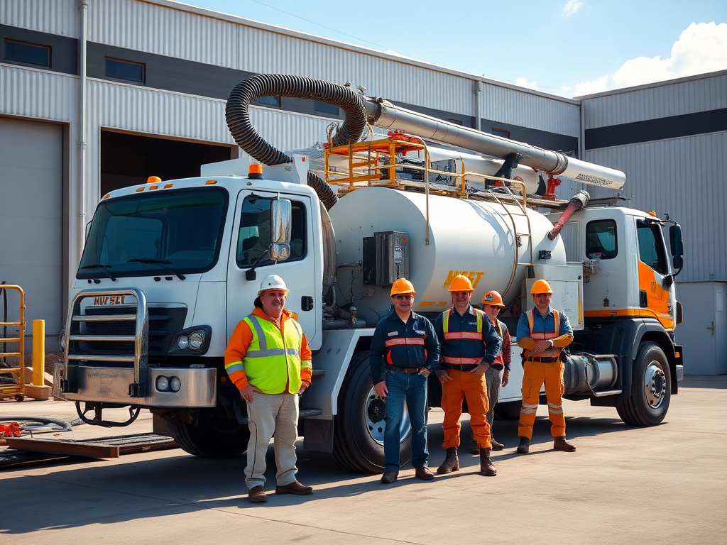 Spray foam roofing crew and rig truck